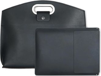 Generic garhomtur Waterproof Leather 14-16in 2pcs Laptop Bag For Women Handbag, Large Capacity Computer Work Tote Bag Briefcase for Women (Black)