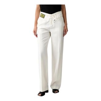Maison Margiela Wijde broek - Dames - Wijde Broeken - Beige - L - Wol - Broeken