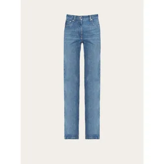 Ferragamo WomenS Light Blue Cotton Trousers, Size 44