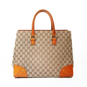 Gucci Gg Canvas Brown Gg Canvas Tote Bag (Pre-Owned)