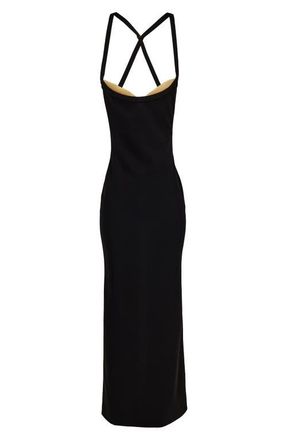 Versace Stappy Back Jersey Gown in Black Banana at Nordstrom, Size 4 Us