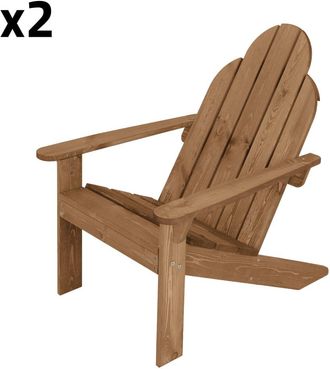 ML Design 2x Sillas de jard&iacute;n adirondack madera maciza abeto marr&oacute;n 92,5x70x89cm