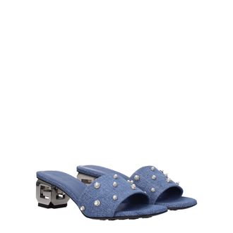 Givenchy Beaded Denim Mule - Blue