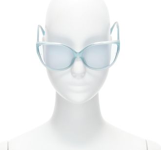 Linda Farrow LFL656/9 blue acetate clear lens oversized sunglasses