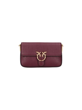 Pinko Bordeaux Leather One Love Baby Shoulder Bag