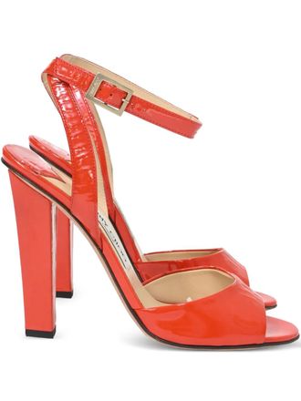 Jimmy Choo London 110mm patent-finish sandals - women - Patent Calf Leather/Calf Leather/Calf Leather - 37 - Red
