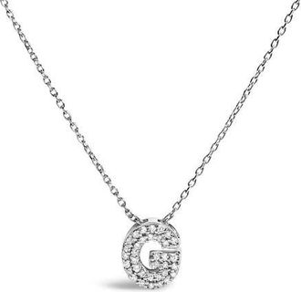 House of Brilliance 10K Gold Diamond Accent A-Z Initial Bubble Pendant Necklace in White | G at Nordstrom