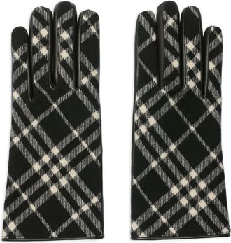 Burberry Geruite wollen kasjmier handschoenen - Zwart