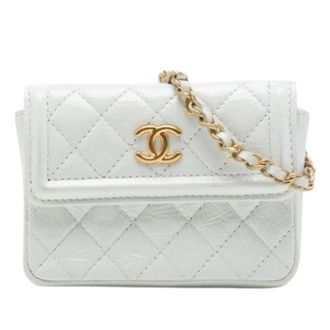 Chanel Pre-owned Quilted Belt Bag - Dames - Pre-owned - Wit - Maat: ONE Size Leer