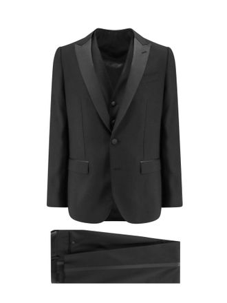 Dolce & Gabbana Virgin Wool Blend Tuxedo With Gilet And Satin Profiles-Uomo
