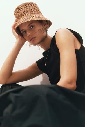 H&M Handmade straw hat in Dark Beige at Nordstrom, Size Medium