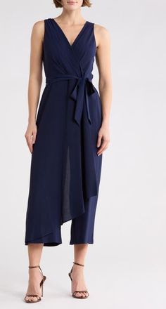 Connected Wrap Jumpsuit in Navy at Nordstrom, Size 16