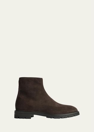 The Row Mens Moto Suede Lug-Sole Ankle Boots