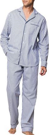 Petite Plume French Ticking Cotton Twill Pajamas in Navy at Nordstrom, Size X-Large