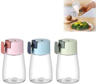 OEM Saleros De Vidrio, 3 Piezas (rosa/azul/verde Menta), Botes De Especias Con Dosificador Preciso Y Bot&oacute;n Pulsador Para Sal, Az&uacute;car