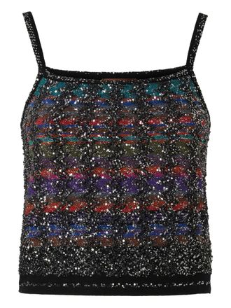Missoni sequin-embellished striped top - women - Polyester/Viscose/Polyamide - 40 - Black