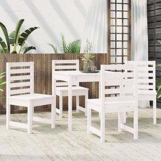 Berkfield Home Beautiful 5 Piece Garden Dining Set White Solid Wood Pine