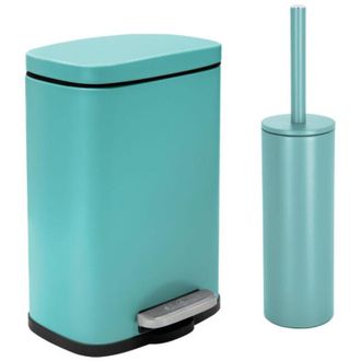 Spirella Juego De Papelera Con Pedal Y Escobilla 5l Akira Azul Turquesa Mate Spirella