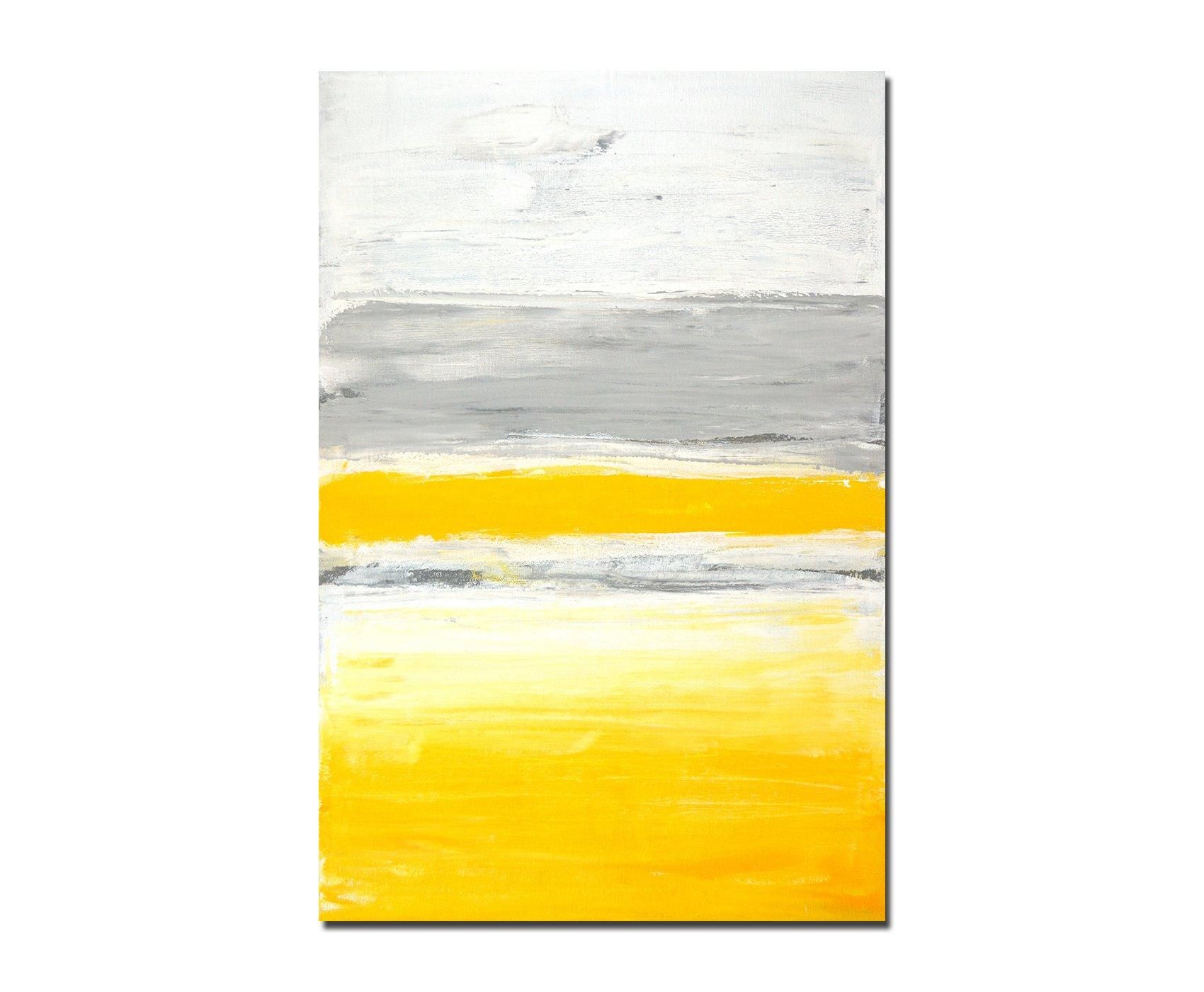 Paul Sinus Art Abstraktes Leinwandbild – Linien In Rot, Weiß, Blau, Gelb, 90x90 Cm Auf Holzrahmen