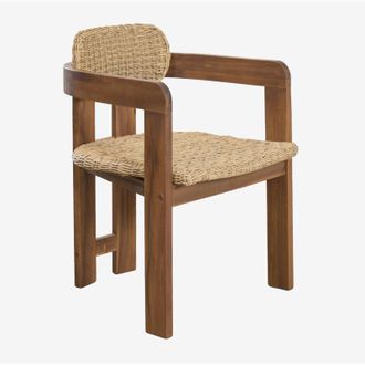 Sklum Sklum - Confezione da 2 sedie da giardino con braccioli in legno di acacia e rattan sintetico Ginara
