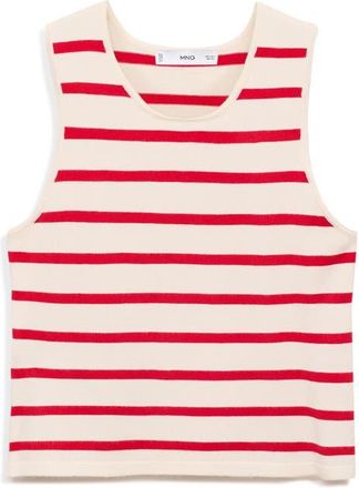 Mango Stripe Knit Crop Tank in Red at Nordstrom, Size Small