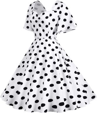 Generic Retro Dress for Women 1950 Swing Halter Neck Dress Vintage 50s 60s A-line Rockabilly Housewife Formal Evening Cocktail Wedding Tea Party Dresses Comfo