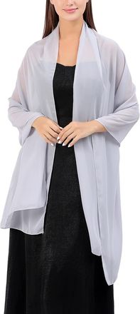 Generic Wrap for Dresses Formal Women Stole Shawl Silk Scarf Wrap Pashmina For Wedding Evening Party Ceremonies Faux Leather plus Size (Grey, One Size)