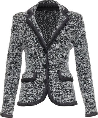 Emporio Armani silver lurex boucle applique black trim knit blazer IT40 S