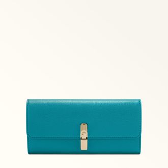 Furla Iride Continental Wallet Xl Amatore Blue Textured Leather Woman
