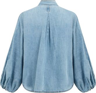 Zimmermann Womens Denim Shirt With Bow Skylark Cotton