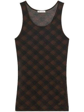 Ami logo-embroidered cotton-blend top - Brown