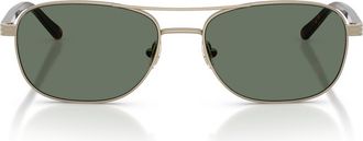 Brooks Brothers 56mm Pilot Sunglasses in Matte Gold /Green at Nordstrom