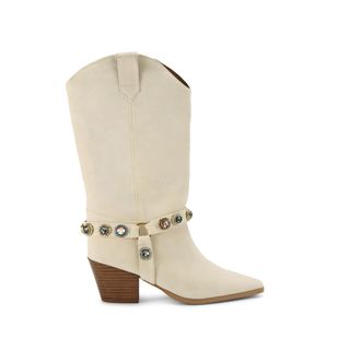 Kurt Geiger Womens Suede Octavia Cowboy Boots - Cream - Size UK 6
