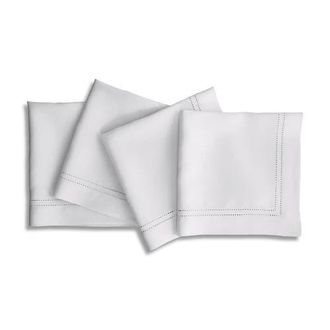 Solino Home Linen Dinner Napkins - Linen Double Hemstitch, 20 x 20 in White at Nordstrom, Size Large