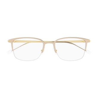 Montblanc MB0234OK001 Rectangle Semi-Rim Metal Eyeglasses - Gold
