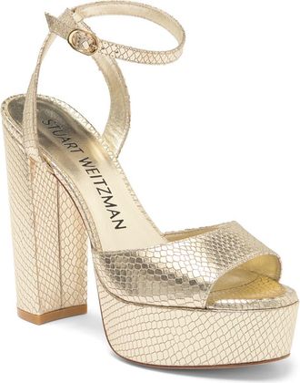 Stuart Weitzman Ryder II Platform Sandal in Platino at Nordstrom Rack, Size 10.5