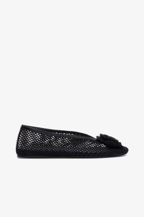 Ganni Jenny Ballerina in Black Mesh - Size 36
