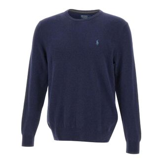 Polo Ralph Lauren Round-neck Knitwear, male, Blue, Size: 2XL Classics Sweater