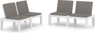 vidaXL Panchine Da Giardino Con Cuscini 2 Pz In Plastica Bianche - Vidaxl