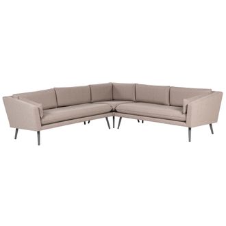 Beliani Beliani - Sof&aacute; Esquinero 5 Plazas Beige Gris Poli&eacute;ster Resistente Agua Uv Exterior Loretello