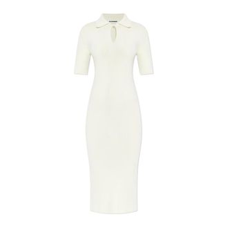 Jil Sander Knitted Dresses, female, Beige, Size: XS Wool Turtleneck Dress