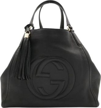Gucci Pre-owned Vintage Leren Tote Bag - Dames - Vintage Shopper - Zwart - ONE Size - Leer - Vintage