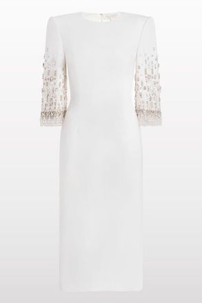 Jenny Packham Ebba Crystal-Embellished Midi Dress in Natural White at Nordstrom, Size 10 Uk