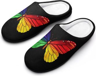 Generic Colorful LGBT Butterflies Womens Slippers Warm House Slippers Indoor House Shoes with Anti-Skid Rubber Sole