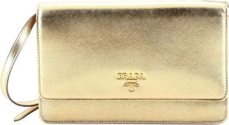 Prada Borsa a tracolla piccola in pelle Saffiano - Oro