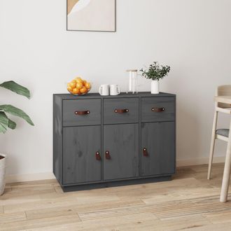 Berkfield Home Sideboard Grey 100x40x75 cm Solid Wood Pine | Size: 100 x 40 x 75 cm