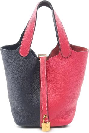 Hermès Borsa a mano Picotin Lock 18 in pelle Clemence bicolore 2019 - Rosa
