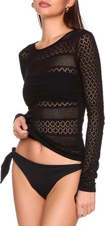 Susana Monaco Pointelle Sweater in Black at Nordstrom, Size X-Small