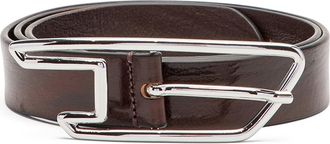 Diesel 3cm waxed-leather belt with D buckle - Belts - Unisex - Brown