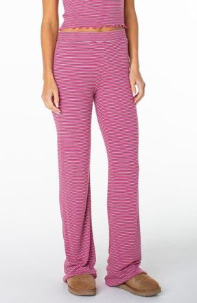 Roxy Summer Fling Rib Flare Pants in Ibis Rose at Nordstrom, Size Medium